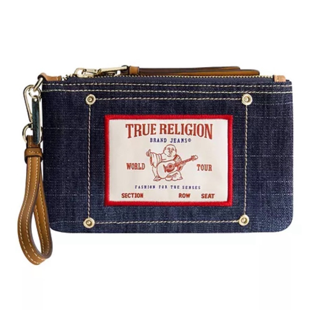 True Religion Buddha Patch Denim Wristlet